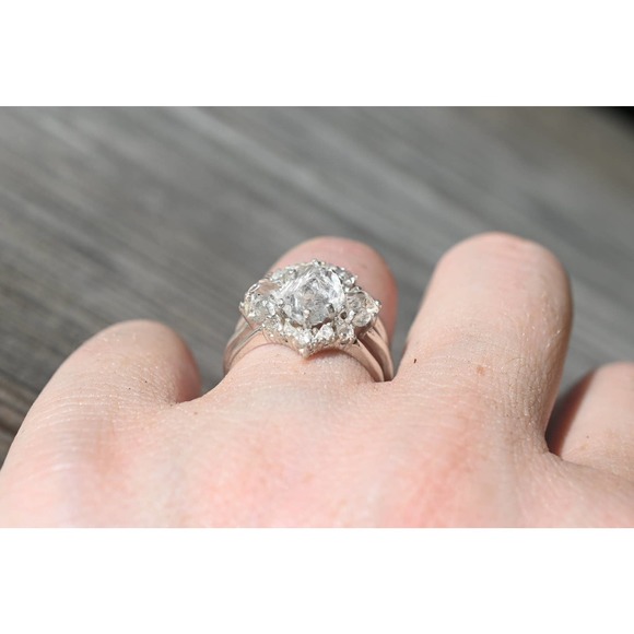 Engagement ring set raw stone ring, alternative engagement ring - Picture 3 of 5